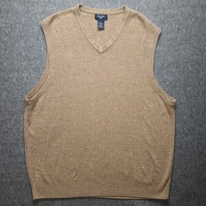 Dockers Men's V Neck Tan Sweater Vest XXL Acrylic‎